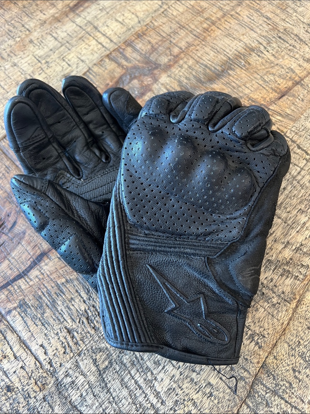 Alpinestars Black Perforated Leather Riding Motorcycle Gloves